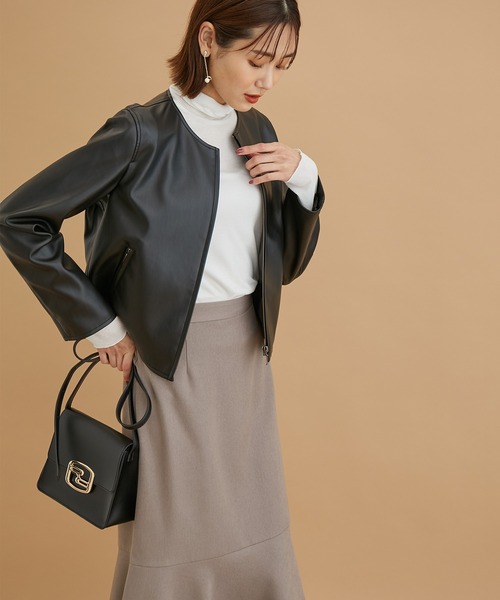 ROPE' PICNIC（ロペピクニック）の「フェイクレザーノーカラーブルゾン