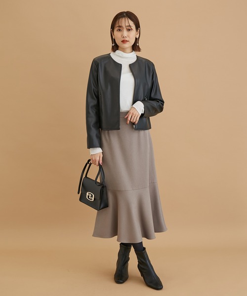 ROPE' PICNIC（ロペピクニック）の「フェイクレザーノーカラーブルゾン