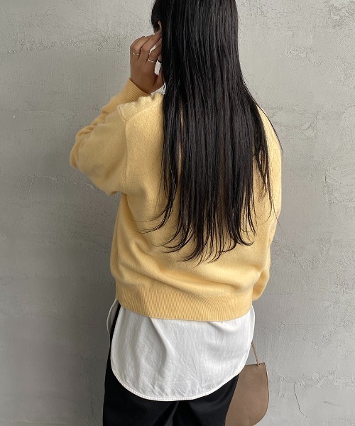 DANTON/ダントン] ワンポイントクルーネック プルオーバーニット