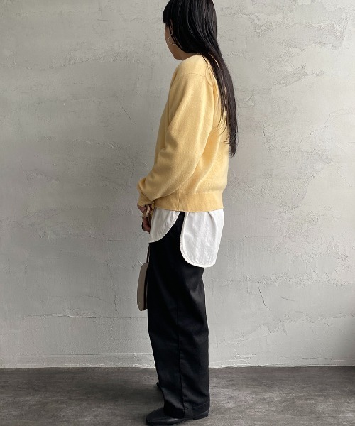 ＊新品＊DANTON イエロー クルーネックセーター DANTON ダントン ラムウール クルーネック プルオーバー 長袖｜BORN