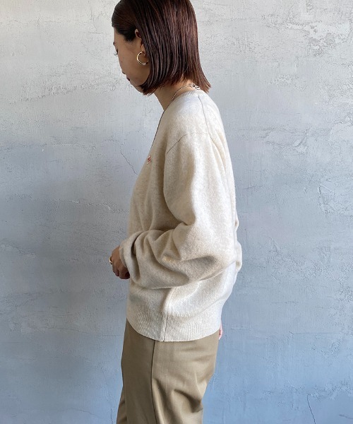 DANTON/ダントン] ワンポイントクルーネック プルオーバーニット