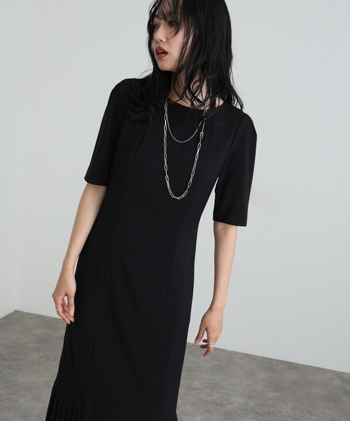 atlo（アトロ）の「結婚式 パーティー ドレス シンプル タイト 袖あり&ミモレ丈 お呼ばれ フォーマル 同窓会 オケージョンドレス ワンピース 二次会 成人式 謝恩会 20代 30代（ドレス・レディース・ブラック/ブラウン/グレイッシュブルー/カーキ・S/M/4L/3L/L/XL）」の17枚目の写真