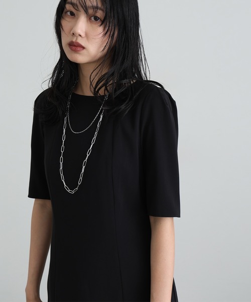 atlo（アトロ）の「結婚式 パーティー ドレス シンプル タイト 袖あり&ミモレ丈 お呼ばれ フォーマル 同窓会 オケージョンドレス ワンピース 二次会 成人式 謝恩会 20代 30代（ドレス・レディース・ブラック/ブラウン/グレイッシュブルー/カーキ・S/M/4L/3L/L/XL）」の20枚目の写真