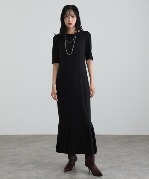 結婚式 パーティードレス シンプルタイト袖あり&ミモレ丈お呼ばれ