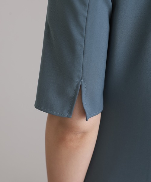 atlo（アトロ）の「結婚式 パーティー ドレス シンプル タイト 袖あり&ミモレ丈 お呼ばれ フォーマル 同窓会 オケージョンドレス ワンピース 二次会 成人式 謝恩会 20代 30代（ドレス・レディース・ブラック/ブラウン/グレイッシュブルー/カーキ・S/M/4L/3L/L/XL）」の6枚目の写真