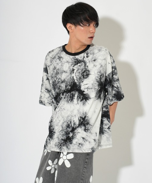 ATELANE(アテレーン)の「ATELANE/タイダイ染めルーズシルエット半袖T(Tシャツ/カットソー・メンズ・グレー/ネイビー/ブラック/ホワイト/ブラック系/ブラック系1/ネイビー系・LARGE/MEDIUM)」の1枚目の写真
