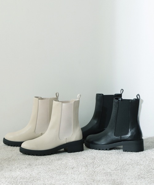 N.(N. Natural Beauty Basic)(エヌエヌナチュラルビューティーベーシック)の「◆サイドゴアミドルブーツ(ブーツ・レディース・ホワイト/ブラック・MEDIUM/LARGE)」の4枚目の写真