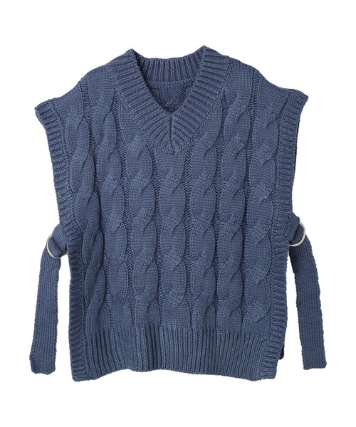 DURAS（デュラス）の「サイドベルト付きニットベスト（ベスト・レディース・グレイッシュベージュ/ライトパープル/ブルー・FREE）」の19枚目の写真