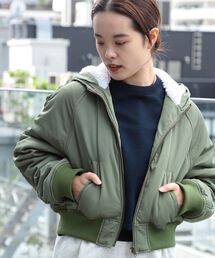 Ray BEAMS | Ray BEAMS / ボア フード ショート ブルゾン(ブルゾン)