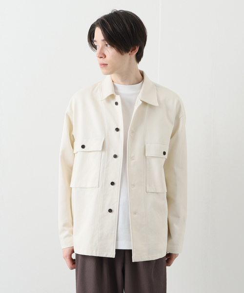 EDIFICE LA BOUCLE(エディフィスラブークル)の「【LA BOUCLE / ラブークル】ショート アーミー シャツ ブルゾン ツイル(シャツ/ブラウス・メンズ・ブラック/アイボリー・1/2)」の2枚目の写真