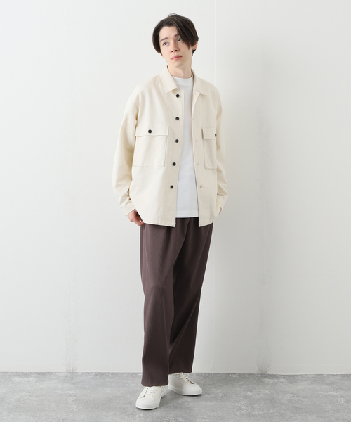 EDIFICE LA BOUCLE(エディフィスラブークル)の「【LA BOUCLE / ラブークル】ショート アーミー シャツ ブルゾン ツイル(シャツ/ブラウス・メンズ・ブラック/アイボリー・1/2)」の3枚目の写真