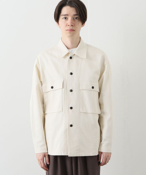 EDIFICE LA BOUCLE(エディフィスラブークル)の「【LA BOUCLE / ラブークル】ショート アーミー シャツ ブルゾン ツイル(シャツ/ブラウス・メンズ・ブラック/アイボリー・1/2)」の4枚目の写真