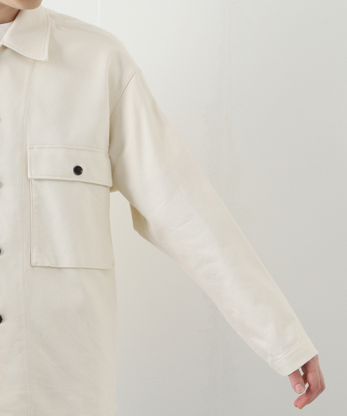 EDIFICE LA BOUCLE(エディフィスラブークル)の「【LA BOUCLE / ラブークル】ショート アーミー シャツ ブルゾン ツイル(シャツ/ブラウス・メンズ・ブラック/アイボリー・1/2)」の9枚目の写真