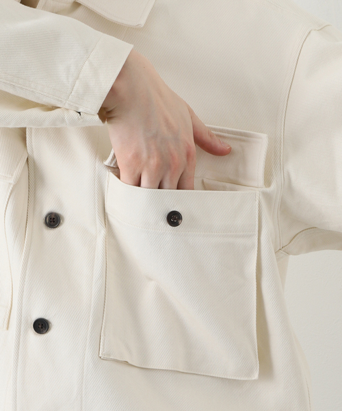 EDIFICE LA BOUCLE(エディフィスラブークル)の「【LA BOUCLE / ラブークル】ショート アーミー シャツ ブルゾン ツイル(シャツ/ブラウス・メンズ・ブラック/アイボリー・1/2)」の12枚目の写真