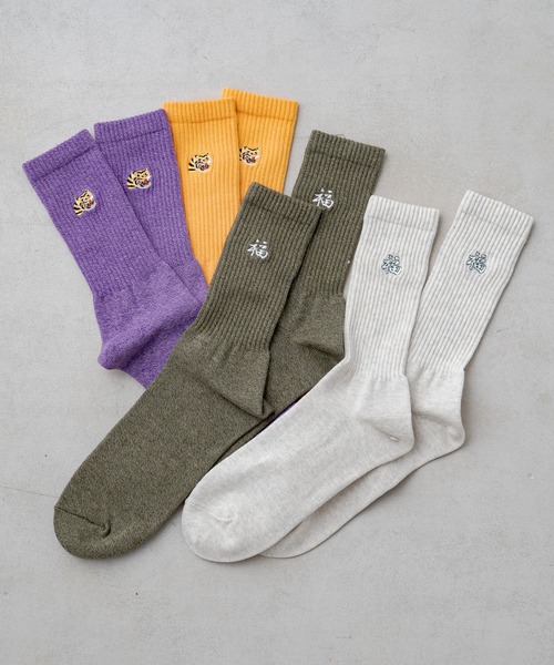 WHIMSIC(ウィムジック)の「【WHIMSIC】スーベニアソックス(ソックス/靴下・レディース・パープル/オリーブ/オレンジ/アイボリー・FREE)」の5枚目の写真