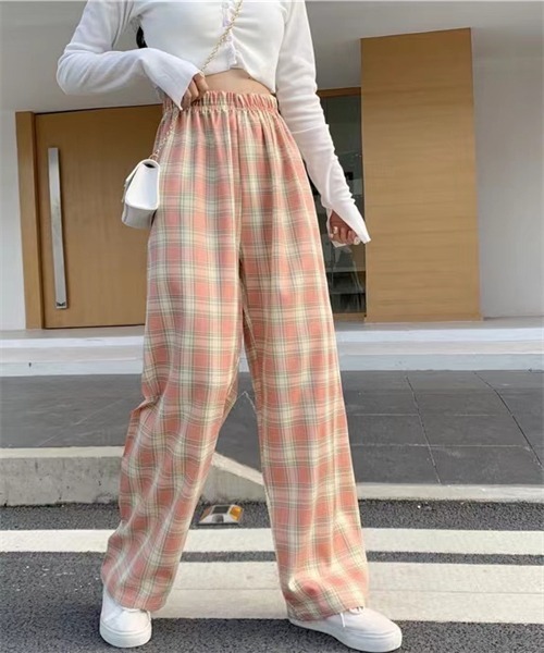 FREE STYLISTS(フリー スタイリスト)の「チェック柄ウエストゴムワイドパンツ(その他パンツ・レディース・ブラック/パープル/ピンク/イエロー/ブルー/グリーン・S/M/L/XL)」の6枚目の写真