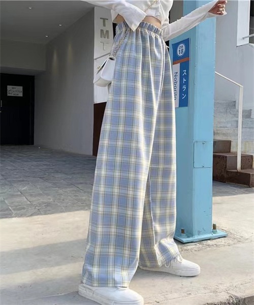 FREE STYLISTS(フリー スタイリスト)の「チェック柄ウエストゴムワイドパンツ(その他パンツ・レディース・ブラック/パープル/ピンク/イエロー/ブルー/グリーン・S/M/L/XL)」の13枚目の写真