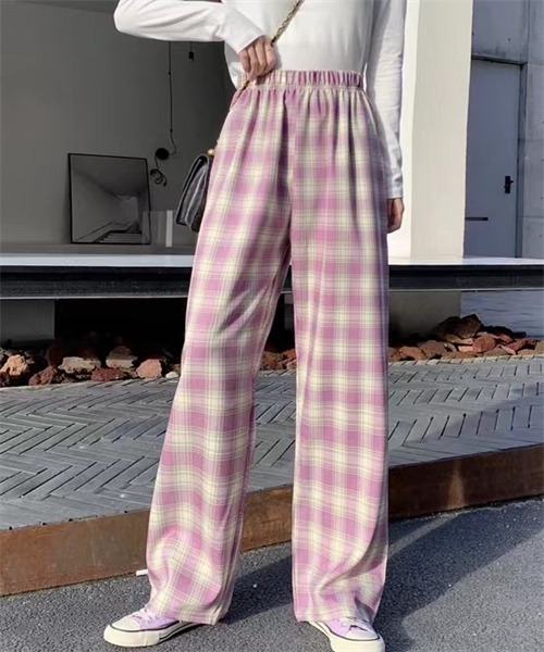 FREE STYLISTS(フリー スタイリスト)の「チェック柄ウエストゴムワイドパンツ(その他パンツ・レディース・ブラック/パープル/ピンク/イエロー/ブルー/グリーン・S/M/L/XL)」の19枚目の写真