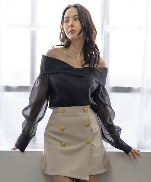 clear（クリア）の「インパン付フロントボタンラップミニスカート（スカート・レディース・ブラック/アイボリー/ピンク・S/M）」の21枚目の写真