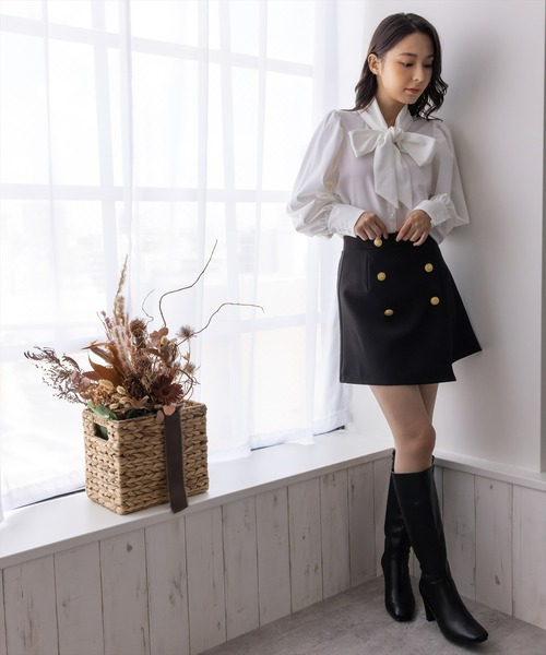 clear（クリア）の「インパン付フロントボタンラップミニスカート（スカート・レディース・ブラック/アイボリー/ピンク・S/M）」の18枚目の写真