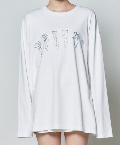 Whinny（ホワイニー）の「Whinny/ギラギララメラメティー（Tシャツ/カットソー・レディース・ホワイト/ブラック・FREE）」の10枚目の写真