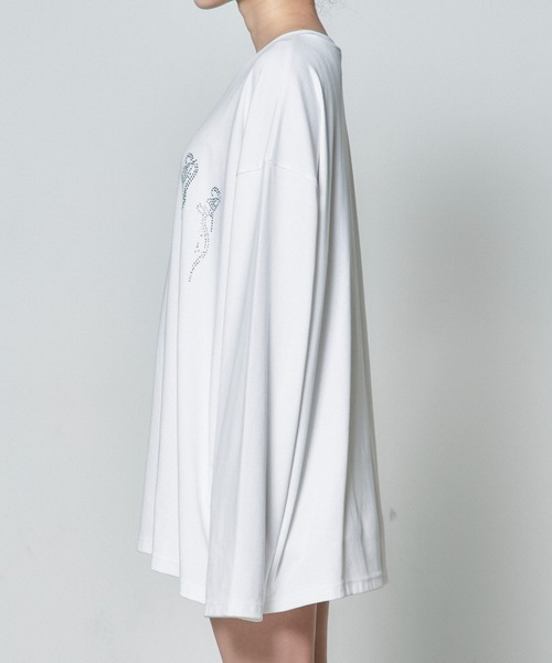 Whinny（ホワイニー）の「Whinny/ギラギララメラメティー（Tシャツ/カットソー・レディース・ホワイト/ブラック・FREE）」の11枚目の写真