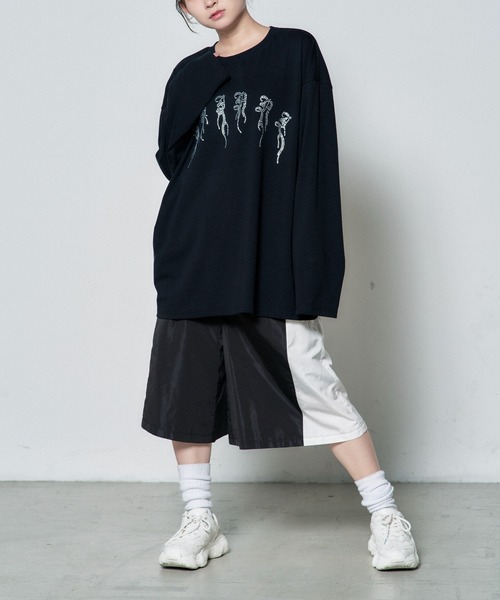 Whinny（ホワイニー）の「Whinny/ギラギララメラメティー（Tシャツ/カットソー・レディース・ホワイト/ブラック・FREE）」の13枚目の写真