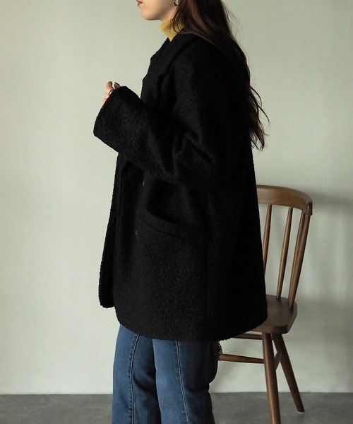 Riberry（リベリー）の「フェイクリングウールショートコート（チェスターコート・レディース・ブラック/ベージュ/モカ・MEDIUM）」の9枚目の写真