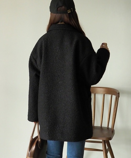 Riberry（リベリー）の「フェイクリングウールショートコート（チェスターコート・レディース・ブラック/ベージュ/モカ・MEDIUM）」の16枚目の写真