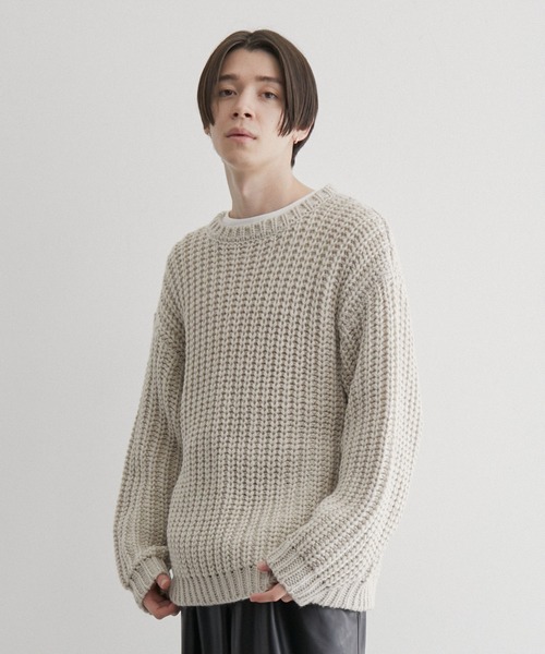 JUNRED（ジュンレッド）の「ローゲージビッグニット（ニット/セーター・メンズ・サックスブルー/オフホワイト/ブラック系その他・S/M/L）」の16枚目の写真