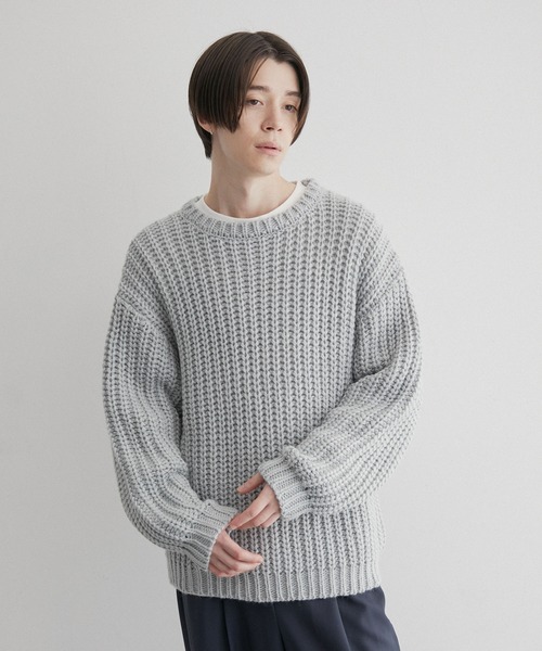 JUNRED（ジュンレッド）の「ローゲージビッグニット（ニット/セーター・メンズ・サックスブルー/オフホワイト/ブラック系その他・S/M/L）」の21枚目の写真