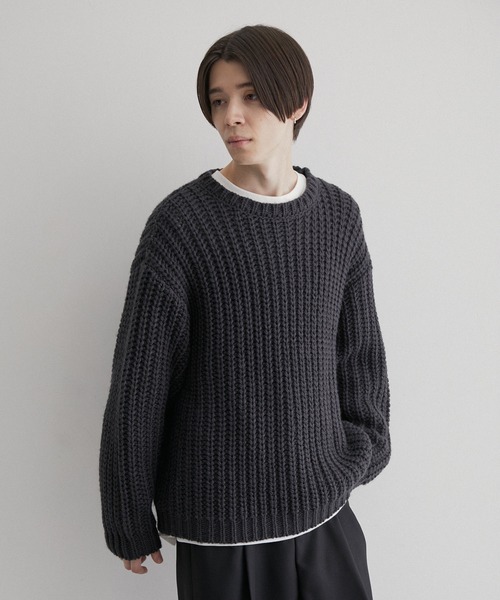 JUNRED（ジュンレッド）の「ローゲージビッグニット（ニット/セーター・メンズ・サックスブルー/オフホワイト/ブラック系その他・S/M/L）」の15枚目の写真