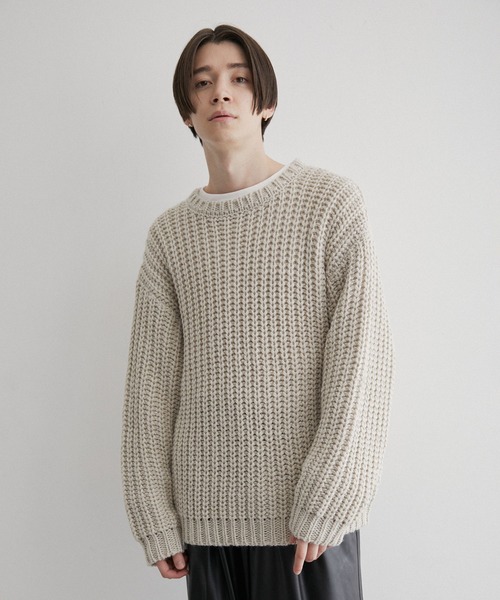 JUNRED（ジュンレッド）の「ローゲージビッグニット（ニット/セーター・メンズ・サックスブルー/オフホワイト/ブラック系その他・S/M/L）」の18枚目の写真