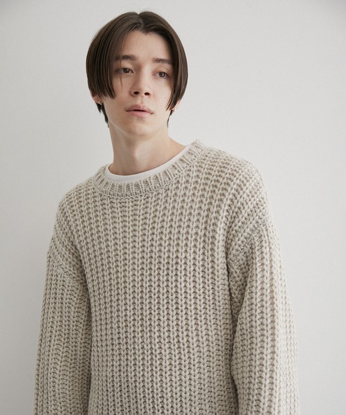 JUNRED（ジュンレッド）の「ローゲージビッグニット（ニット/セーター・メンズ・サックスブルー/オフホワイト/ブラック系その他・S/M/L）」の19枚目の写真