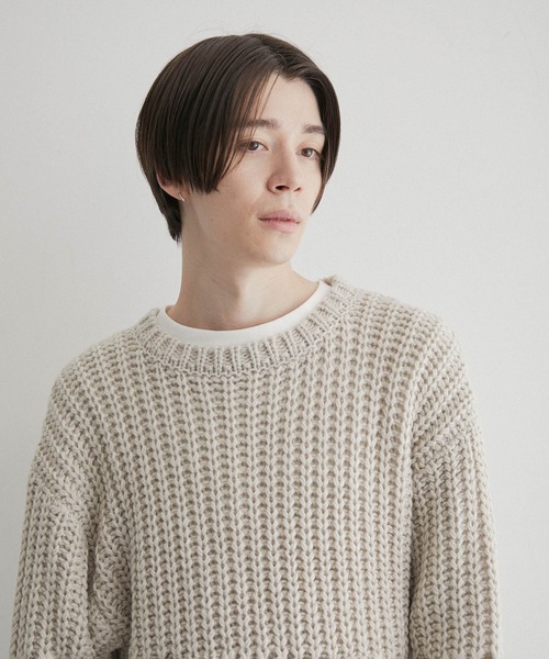 JUNRED（ジュンレッド）の「ローゲージビッグニット（ニット/セーター・メンズ・サックスブルー/オフホワイト/ブラック系その他・S/M/L）」の20枚目の写真