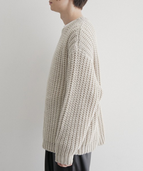 JUNRED（ジュンレッド）の「ローゲージビッグニット（ニット/セーター・メンズ・サックスブルー/オフホワイト/ブラック系その他・S/M/L）」の4枚目の写真