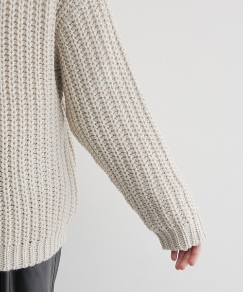 JUNRED（ジュンレッド）の「ローゲージビッグニット（ニット/セーター・メンズ・サックスブルー/オフホワイト/ブラック系その他・S/M/L）」の6枚目の写真