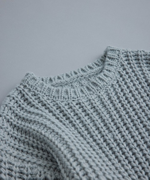 JUNRED（ジュンレッド）の「ローゲージビッグニット（ニット/セーター・メンズ・サックスブルー/オフホワイト/ブラック系その他・S/M/L）」の8枚目の写真