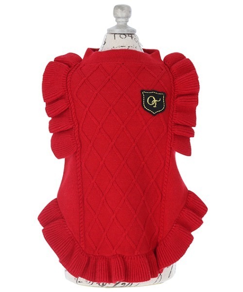 One Octave(ワンオクターヴ)の「One Octave/フリルニットベスト(ペットウェア・レディース・レッド/ネイビー・2XS/XS/S/M/L/2L/2M)」の13枚目の写真