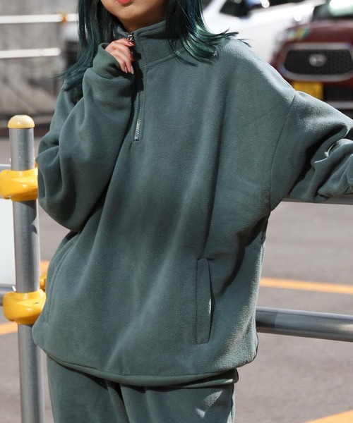 ZIP FIVE(ジップファイブ)の「【ZIP FIVE】【ZIP OUTDOOR】ビッグシルエット フリースハーフジッププルオーバートレーナー(スウェット・レディース・グリーン/ブルー/ダークグリーン/アイボリー/マルチ/ホワイト系/ブラック・MEDIUM/LARGE/X-LARGE)」の6枚目の写真