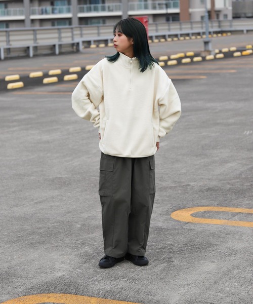 ZIP FIVE(ジップファイブ)の「【ZIP FIVE】【ZIP OUTDOOR】ビッグシルエット フリースハーフジッププルオーバートレーナー(スウェット・レディース・グリーン/ブルー/ダークグリーン/アイボリー/マルチ/ホワイト系/ブラック・MEDIUM/LARGE/X-LARGE)」の13枚目の写真