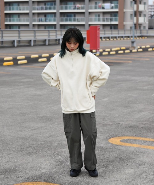 ZIP FIVE(ジップファイブ)の「【ZIP FIVE】【ZIP OUTDOOR】ビッグシルエット フリースハーフジッププルオーバートレーナー(スウェット・レディース・グリーン/ブルー/ダークグリーン/アイボリー/マルチ/ホワイト系/ブラック・MEDIUM/LARGE/X-LARGE)」の10枚目の写真