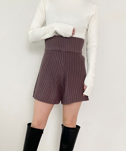 attiree（アティレー）の「ワイドリブニット　ショートパンツ（その他パンツ・レディース・モカ/アイボリー/ブラック・SMALL/MEDIUM/LARGE）」の9枚目の写真