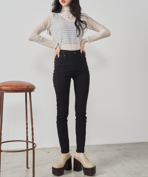 OLUPIC(オルピック)の「OLUPIC/【WEB限定】ハイウエストツイルスキニー(デニムパンツ・レディース・ブラック・MEDIUM/SMALL/LARGE/X-LARGE)」の6枚目の写真
