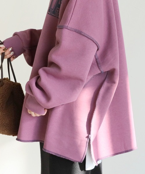 reca（レカ）の「ビッグシルエット裏起毛ロゴプリントスウェット（スウェット・レディース・チャコールグレー/ベージュ/パープル/オートミール・FREE）」の14枚目の写真