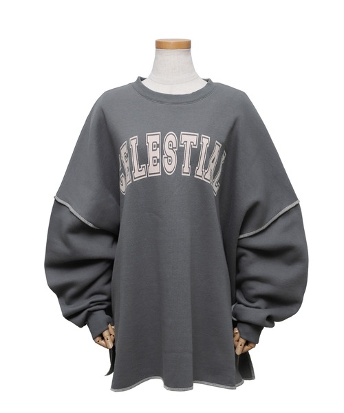 reca（レカ）の「ビッグシルエット裏起毛ロゴプリントスウェット（スウェット・レディース・チャコールグレー/ベージュ/パープル/オートミール・FREE）」の18枚目の写真