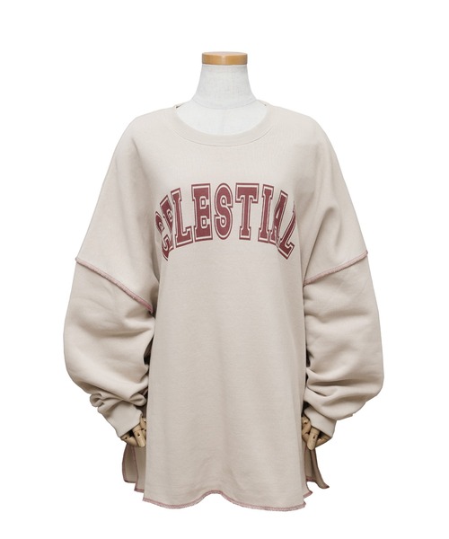 reca（レカ）の「ビッグシルエット裏起毛ロゴプリントスウェット（スウェット・レディース・チャコールグレー/ベージュ/パープル/オートミール・FREE）」の19枚目の写真