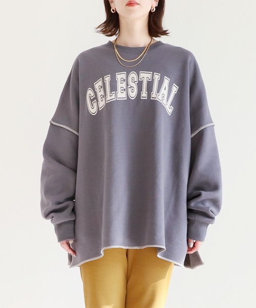 reca（レカ）の「ビッグシルエット裏起毛ロゴプリントスウェット（スウェット・レディース・チャコールグレー/ベージュ/パープル/オートミール・FREE）」の21枚目の写真