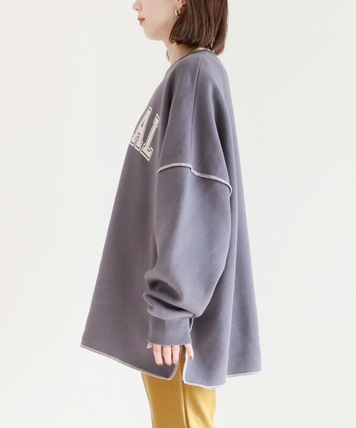 reca（レカ）の「ビッグシルエット裏起毛ロゴプリントスウェット（スウェット・レディース・チャコールグレー/ベージュ/パープル/オートミール・FREE）」の22枚目の写真