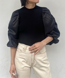 Stylevoice for xxx（スタイルヴォイスフォー）の「タフタスリーブニットトップス（ニット/セーター）」